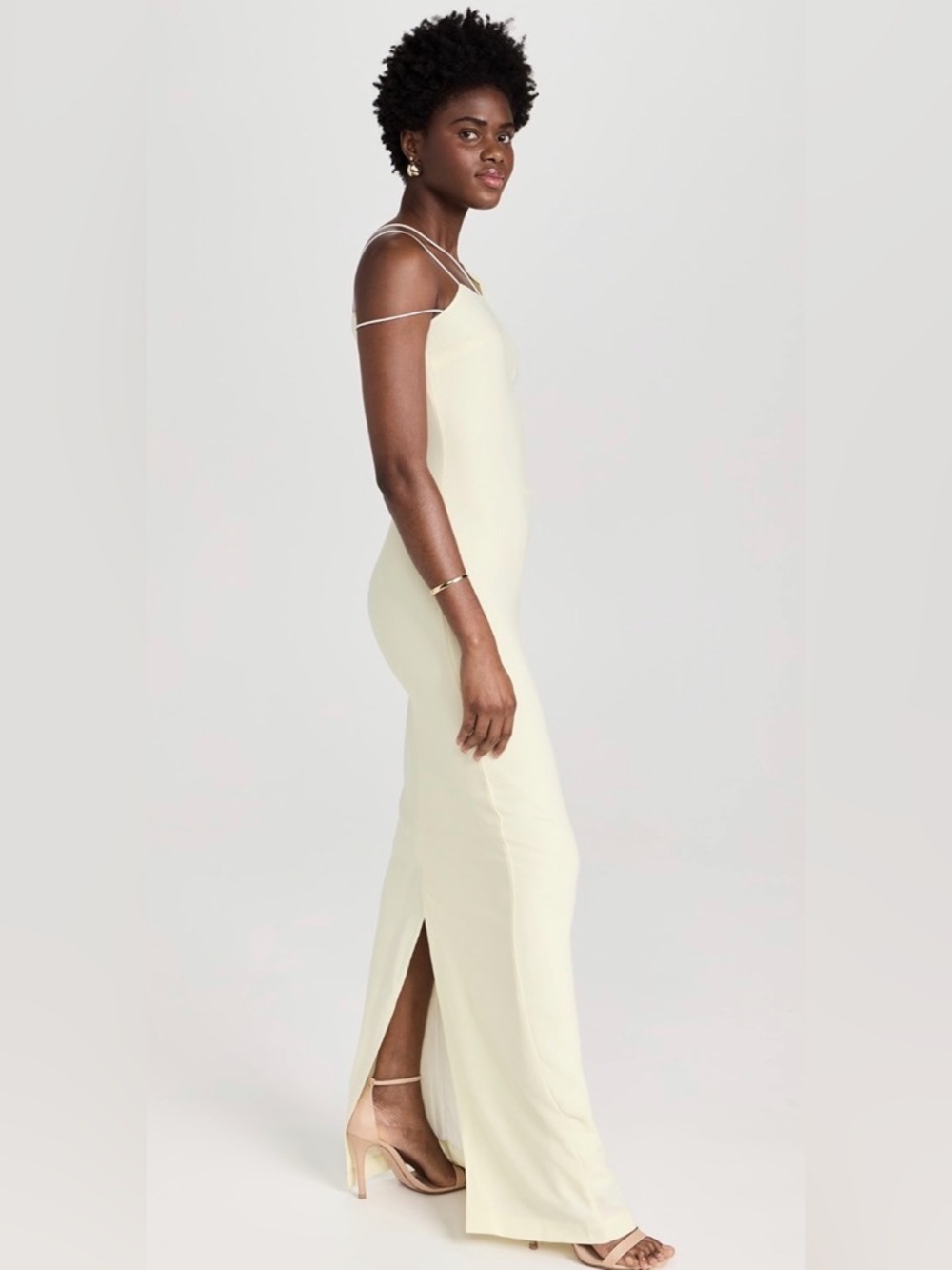 ORIRE Honey Column One-Shoulder Cream Dress - Picture 3 of 10